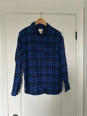 H&M Blue and Black Plaid Long-Sleeve Button-Down Shirt